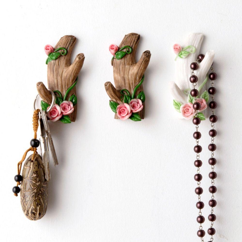 3pcs Strong Sticky Wall Hook Holder No-Drill Multi-Functional Coat Rack Simulation Branch Umbrella Storage Rack Entrance Door
