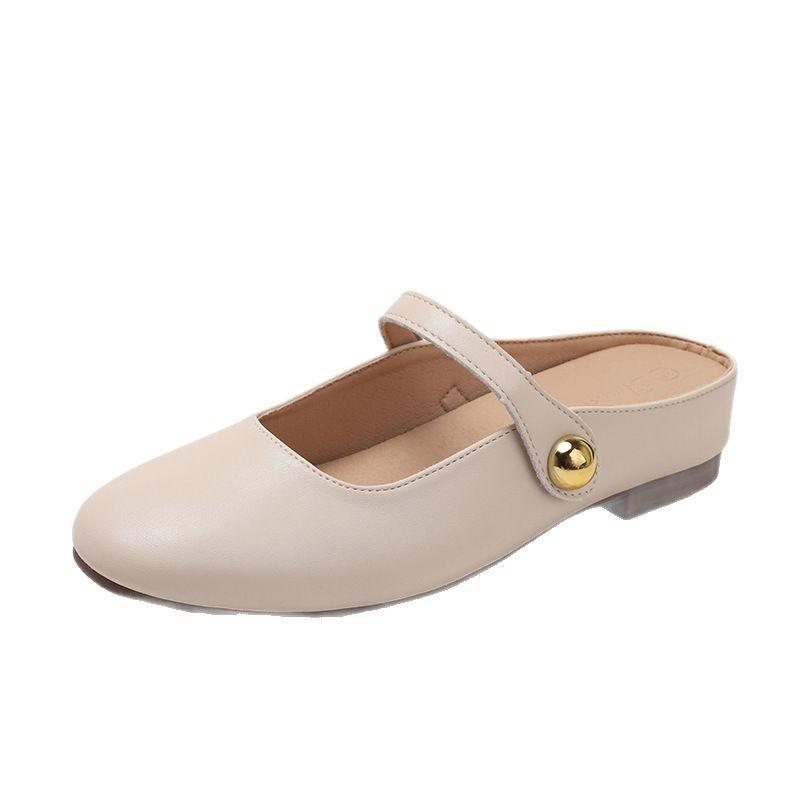 Inner Heightening Bag Head Half Slippers Women's Summer Outer Wear 2025 New French High-end Lazy One-pedal Silver Single Shoes