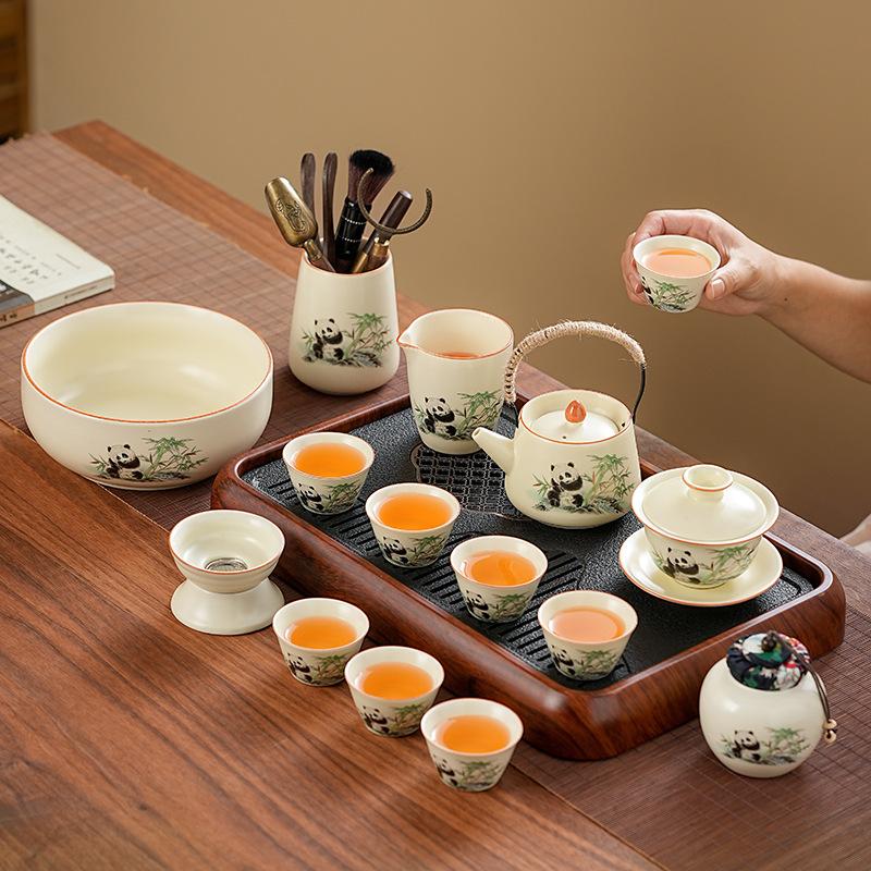 

Мэнцю Панда Набор для чая Кунг-фу Полный набор Чайный поднос Офисное чаепитие Бизнес Простой