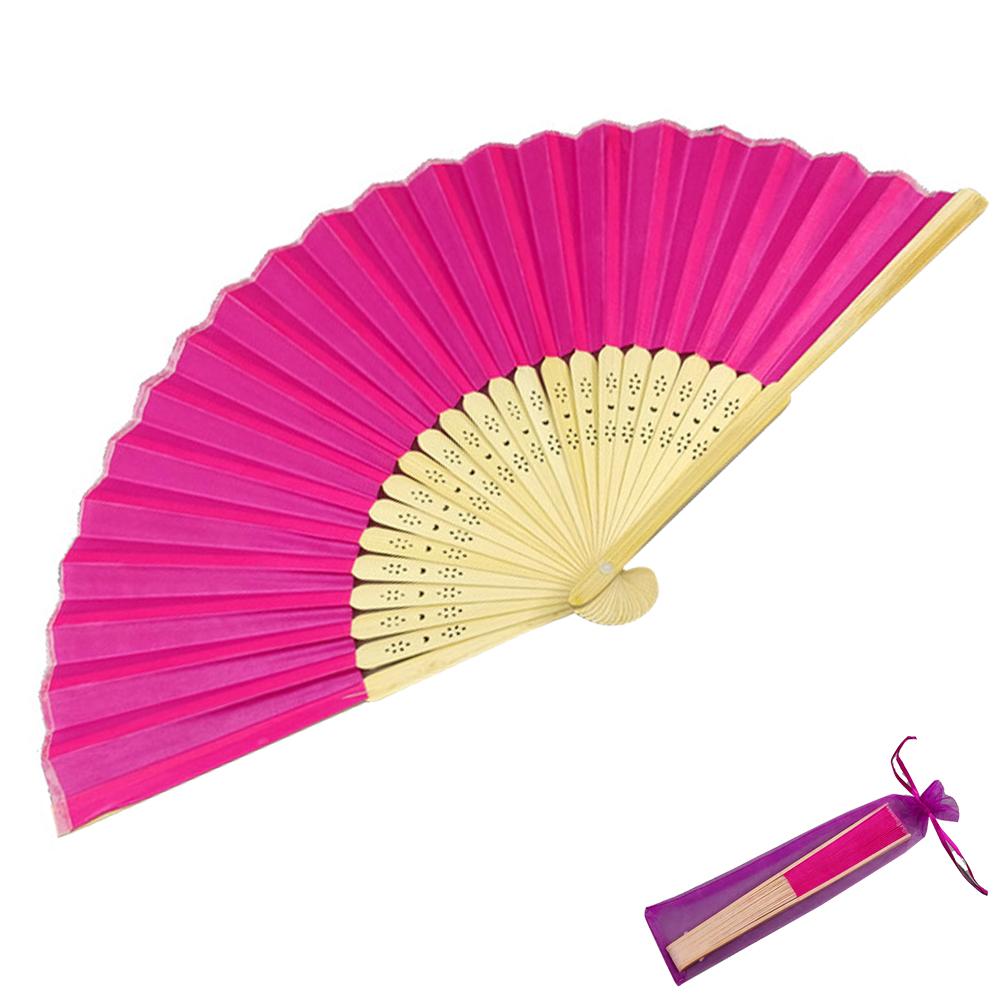 Bamboo Silk Folding Fans, Fabric Handheld Accordion Fans, Vintage Decorative Fans for Dance, Performance, Party, Wedding Decor
