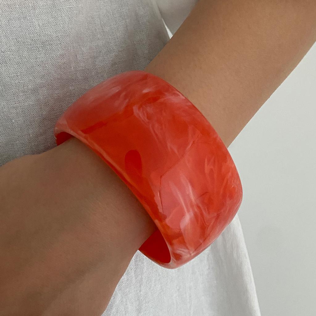 Exaggerated Resin Smudge Wide Face Bracelet Bracelet Retro Geometric Metal Glossy Ring