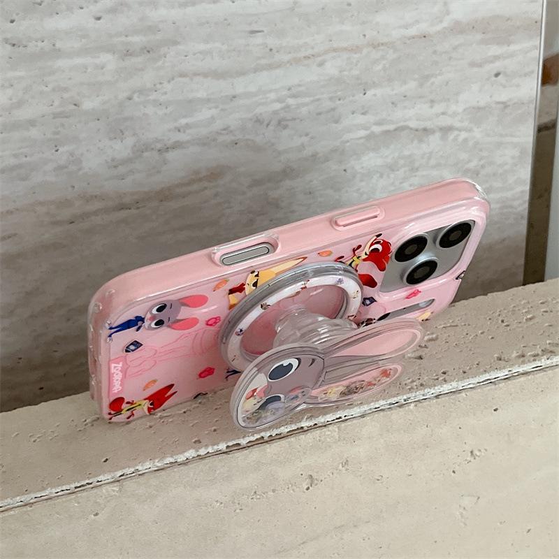 

Cartoon Cute Line Judy Magnetic Stand Case for iPhone 17/16 Pro Max/15/14 16 Pro