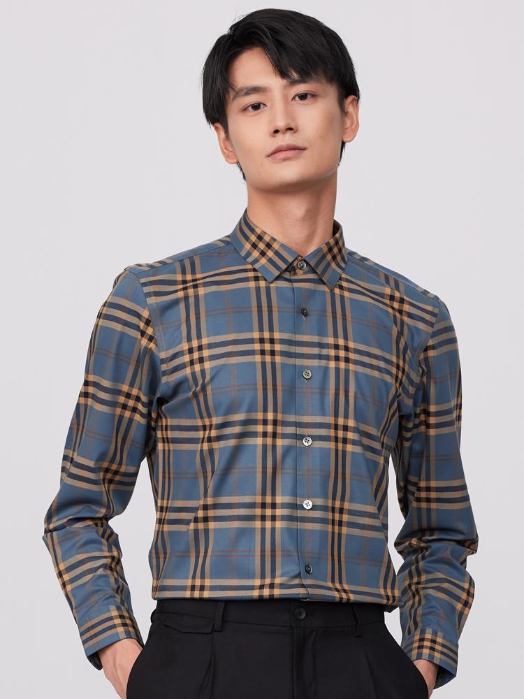 Men's Stylish Checkered Pattern Print Dress Shirt, Casual Breathable Comfy Slight Strech Button Up Long Sleeve Shirt Top For Outdoor Activities