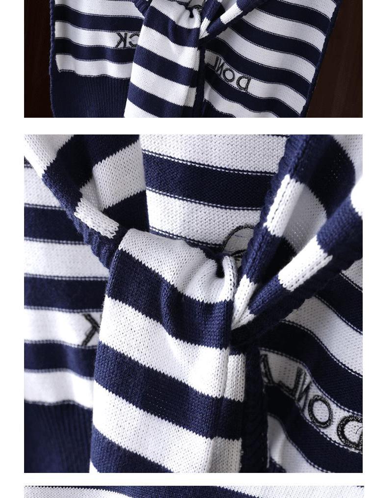 Donald Duck Embroidered Striped Wool Shawl - Women's Lightweight Knitted Scarf & Shoulder Protector for Spring & Autumn