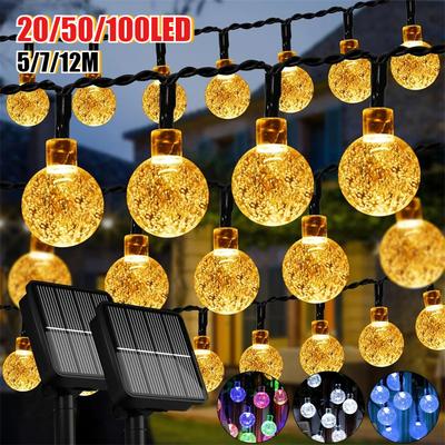 LED-Solar-Lichterkette für den Außenbereich, 60 LEDs, wasserdicht, Kristallkugel-Lichter mit 8 Modi, Gartenlicht für Terrassenparty, Baumdekoration