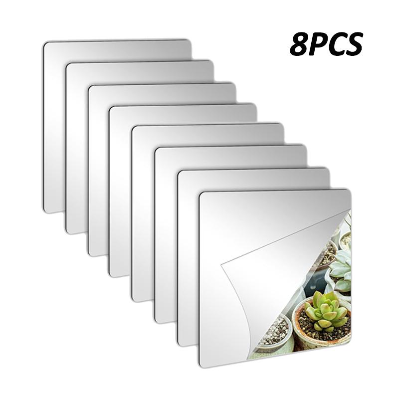 4/8/16Pcs Self-adhesive Acrylic Mirror Bathroom Shower Makeup Anti Fog Mirror Home DIY Decoration Tile Shaving Mirror Sticker