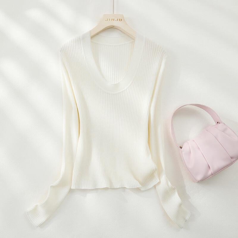 Women s 2026 New Wool Blend Round Neck Long Sleeve Knit Top L