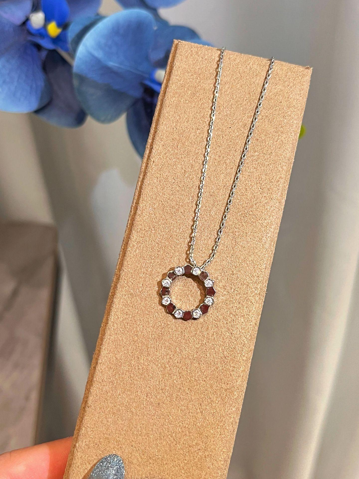 Премиальный Сенс Соты Точечное Сверло Круг Ключичная Цепочка Простой и Универсальный Наслоение Легкий Роскошный Дизайн Ожерелье