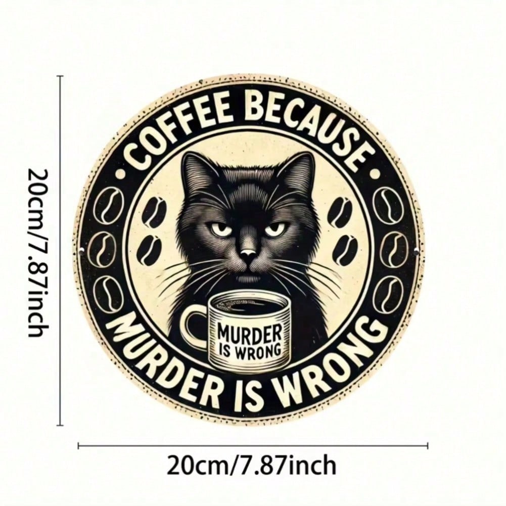 

Charming Retro Coffee Round Metal Wall Art with Funny Quote Home Office Gift Decor 20x20