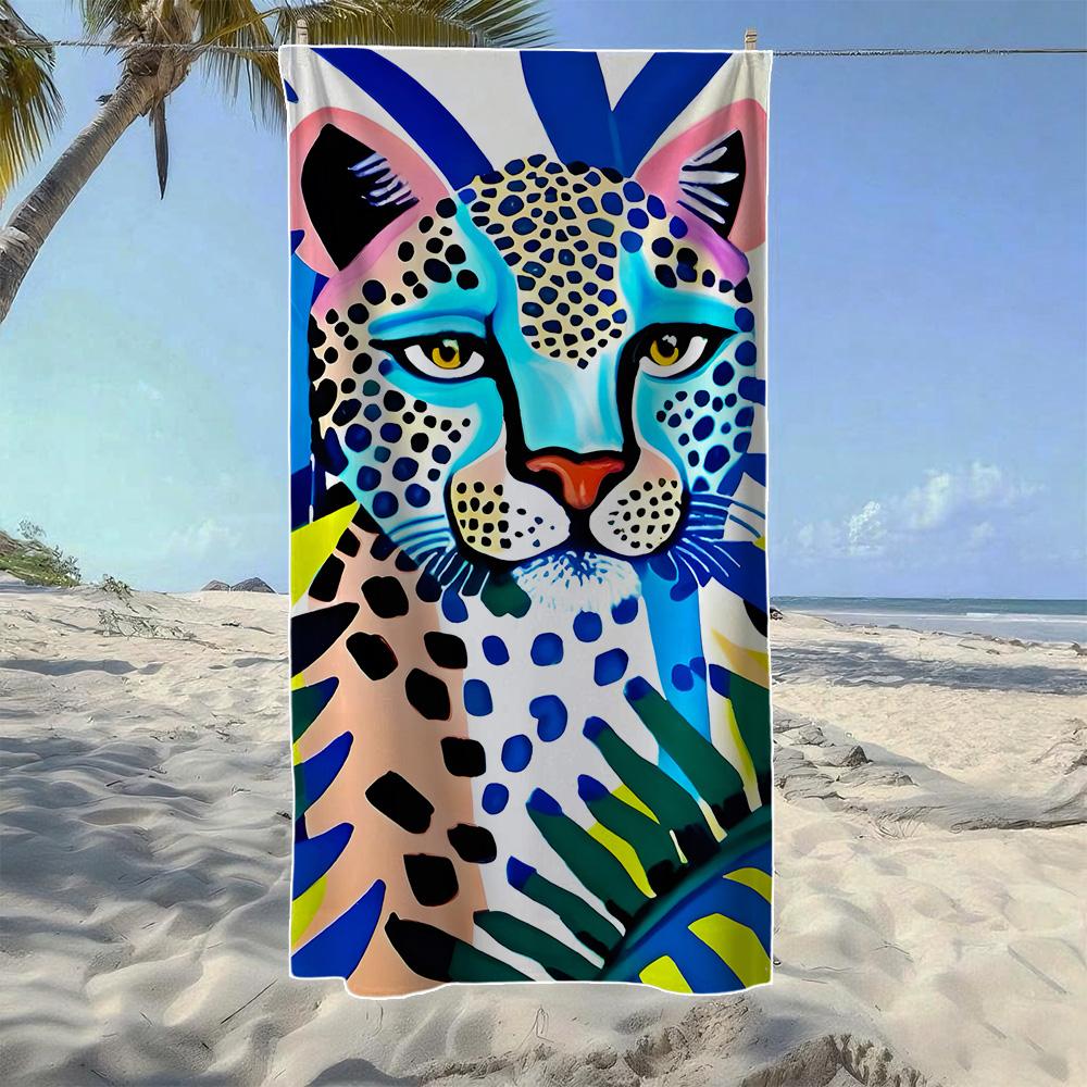 

Colorful Parrot & Leopard & Tiger Beach Towel, Soft Quick-Drying, Perfect For Portable Outdoor Travel, Camping And Summer Beach W30*H60(CM)