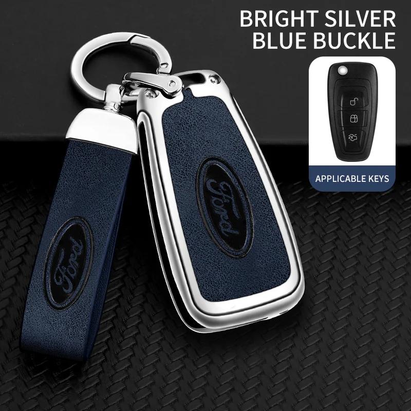 Car Sticker New 2025 Hot Car Metal Leather Key Shell Case Ford Ranger C-Max S-Max Focus 2 3 MK3 Galaxy Mondeo Transit Tourneo Ec