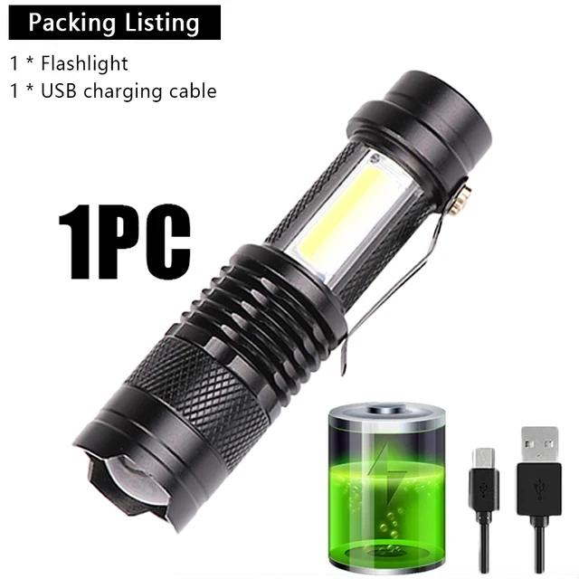 5 PCS Mini Brightest Led Flashlight USB Rechargeable Tactical Flashlights Powerful LED Torch Zoomable Flashlamp Emergency Light