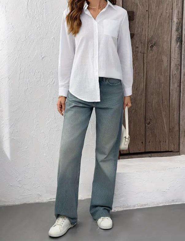 2025 Autumn Women's Casual Long Sleeve Pocket Shirt