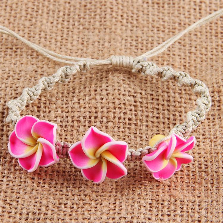 European and American Summer Fashion Necklace, Soft Pottery Flower Shell Bracelet, Woven Adjustment Anklet, Seaside Vacation Jewelry