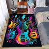 Colorful Electric Guitar Carpet with Musical Notes, Vibrant Art Design Suitable for Use As an Anti-slip for Living Room Bedroom Sofas