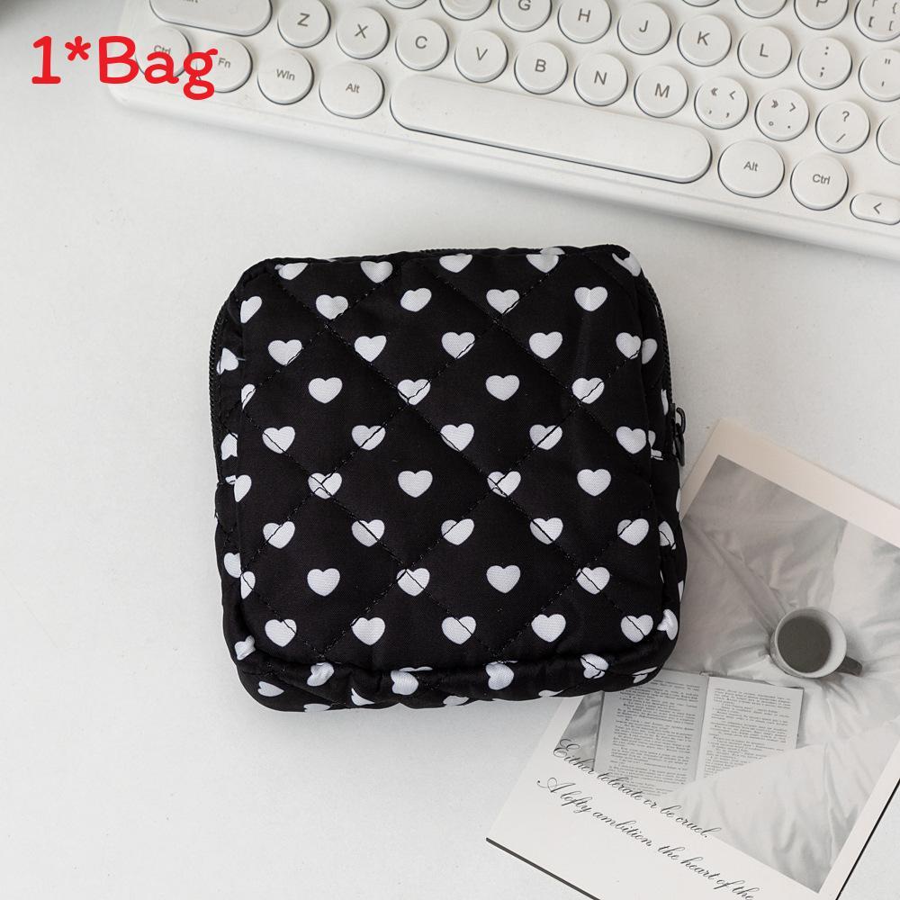 Classic Heart Makeup Bag With Cotton Material Portable Travel Organizer For Daily Use