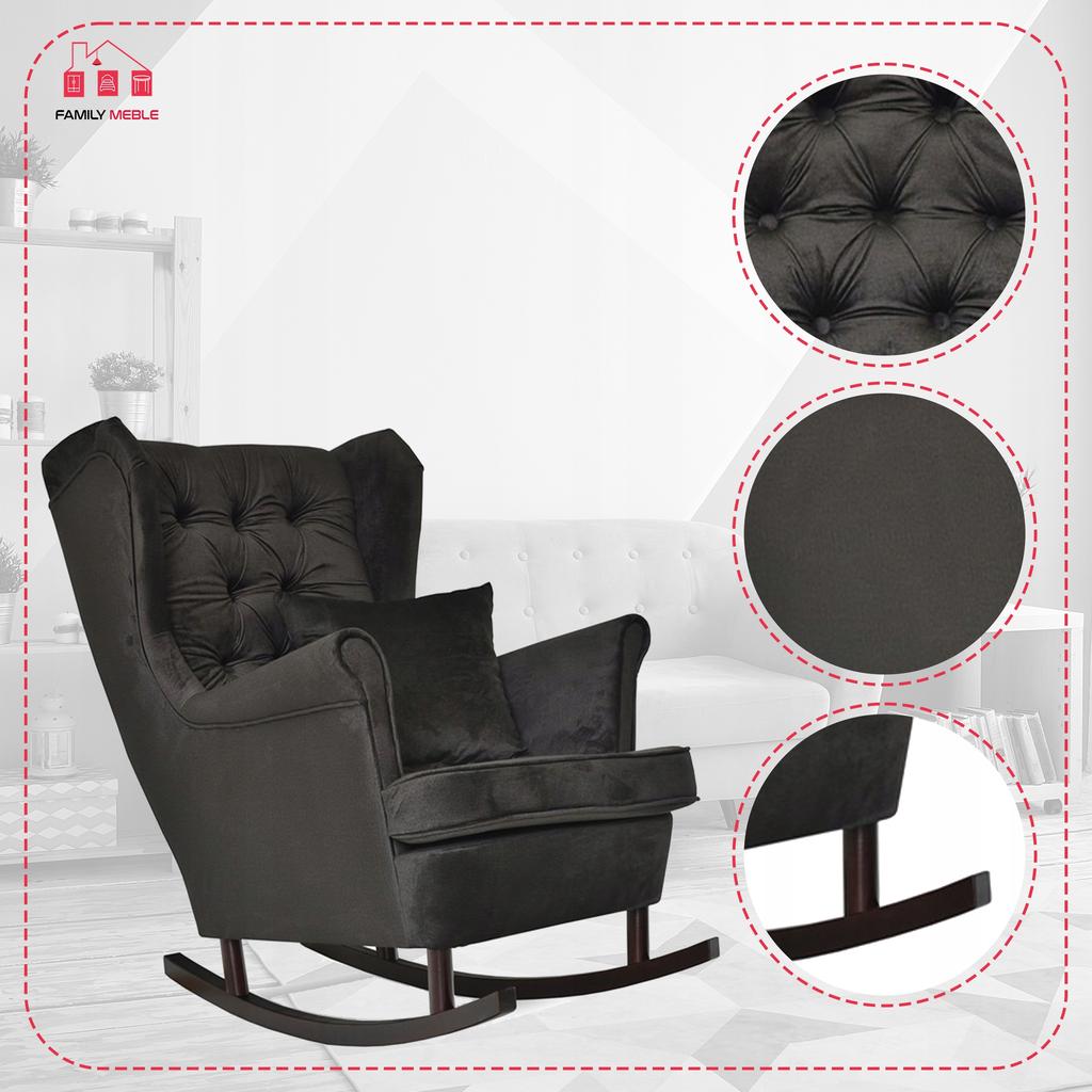 Scandinavian Wingback Rocking Chair Gaja Family Meble Black Olive 10 Pik