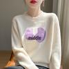 2025 Women's Heart Jacquard Wool Pullover: Autumn/Winter Fashion Versatile Round Neck Knitwear.
