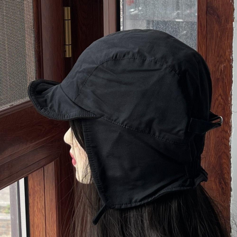 Apanese Retro Bomber Hat Solid Color Windproof Velvet Pilot Hat Ear Protection Lei Feng Hat Outdoor Keep Warm
