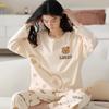 2Pcsset Women Pajamas Spring and Fall Long-sleeved Trousers Cartoon Cute Can Be Worn Outside Leisure and Comfortable Studen