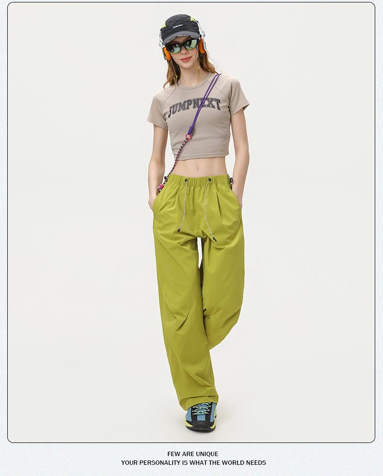 Jack Chuan Yang Women's Windproof Elastic Waist Tapered Hiking Pants - Spring/Autumn Casual Paratrooper Style