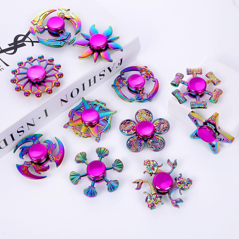 New Colorful Rainbow Alloy Fingertip Gyro Decompression Creativity Finger Spinners Hand Fidget Small Toys