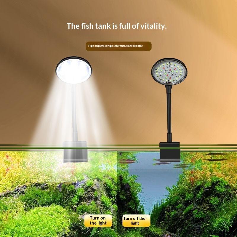 USB Aquarium LED Clip Lamp Flexible Bracket Multiple Modes Fish Tank Light for Small Aquatic Plant Tank Home Office Decor