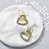 Elegant Heart Charm Hoop Earrings For Women Oval Rectangle Ear Buckle Zircon Crystal Geometric Gold Color Wedding Jewelry Gift