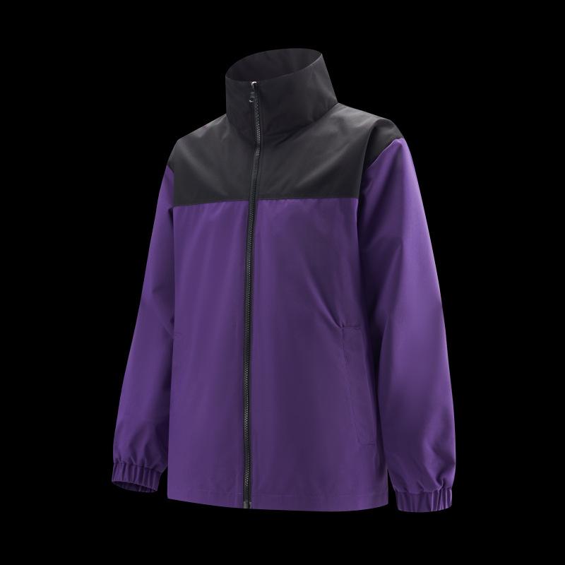 

Унисекс Ветрозащитная Водонепроницаемая Куртка-Ветровка в Стиле Пэчворк - Модная Осенняя Повседневная Куртка со Стойкой L темно-фиолетового