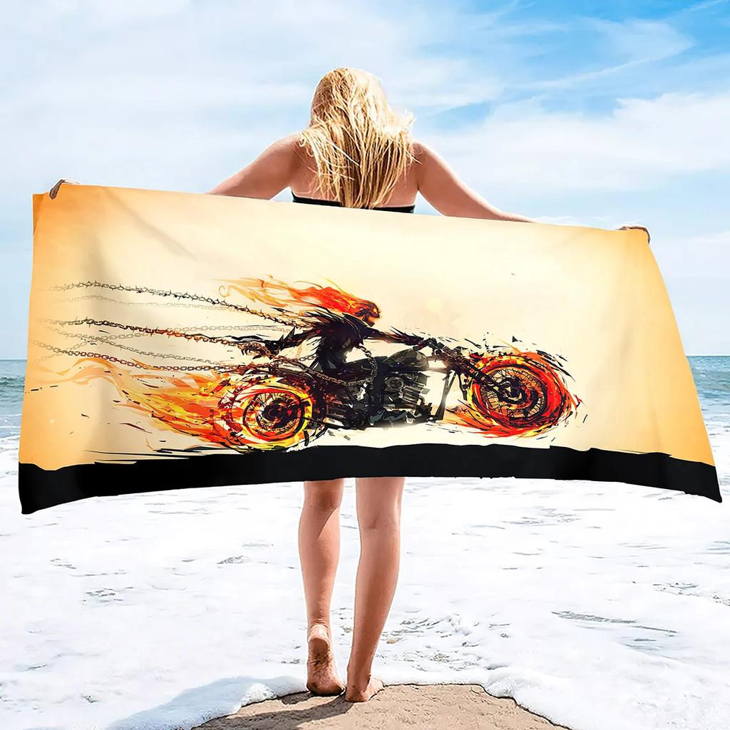Quick Dry Beach Towels Motorcycle Vehicle Sand Free Ultra Cozy and Bath Towels Water Absorbent Oversize Beach Towel for Boys Men