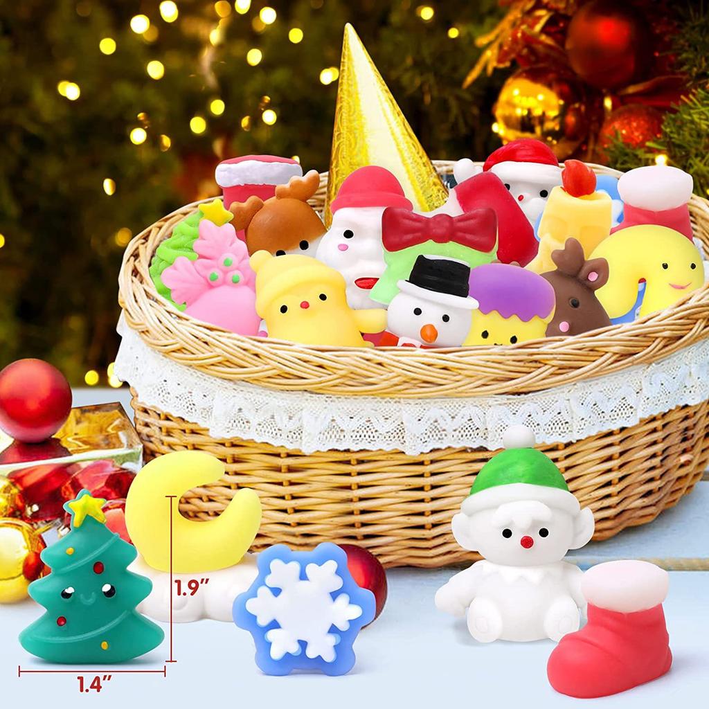 10/30/50Pcs Christmas Squishy Toys Kawaii Soft Stress Reliever Fidget Toys Party Favors, Goodie Bag, Christmas Gifts Kids Adult