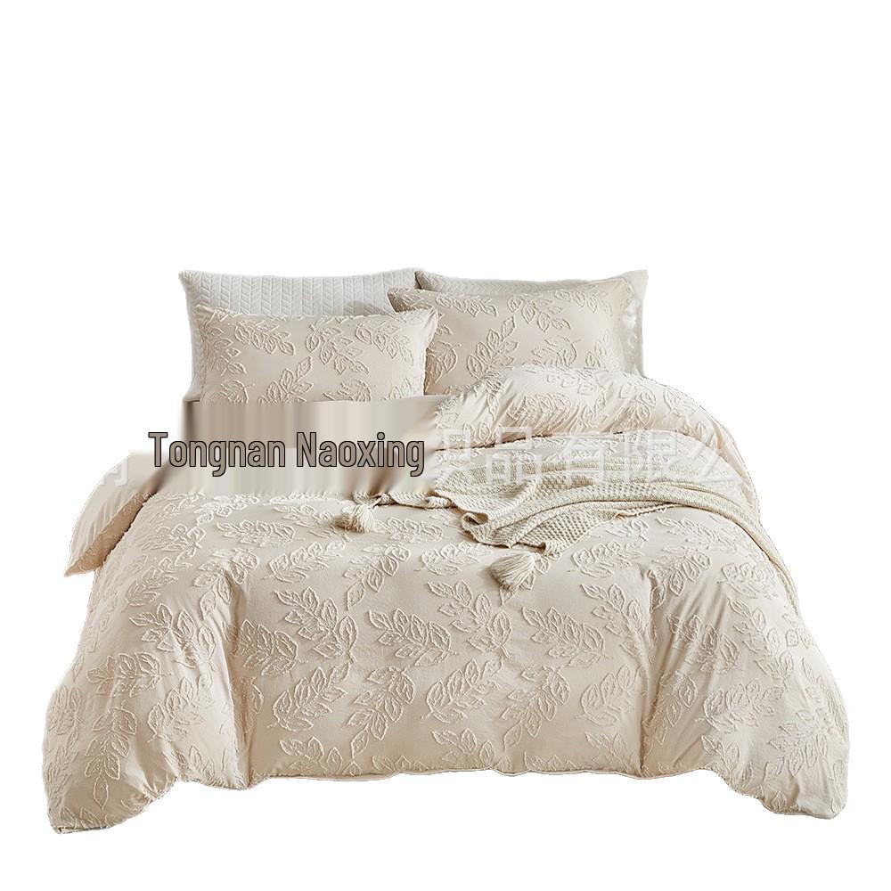 Nandi Solid Color Simple Jacquard Bedding Set EU Single: 135x200cm