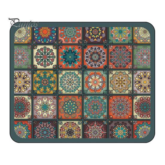 Fast Absorbent Drying Mat Bohemian Dish Mat, Super Diatomaceous Earth Drainer Water Absorption Non-Slip Colorful Ethnic Heat Insulation for