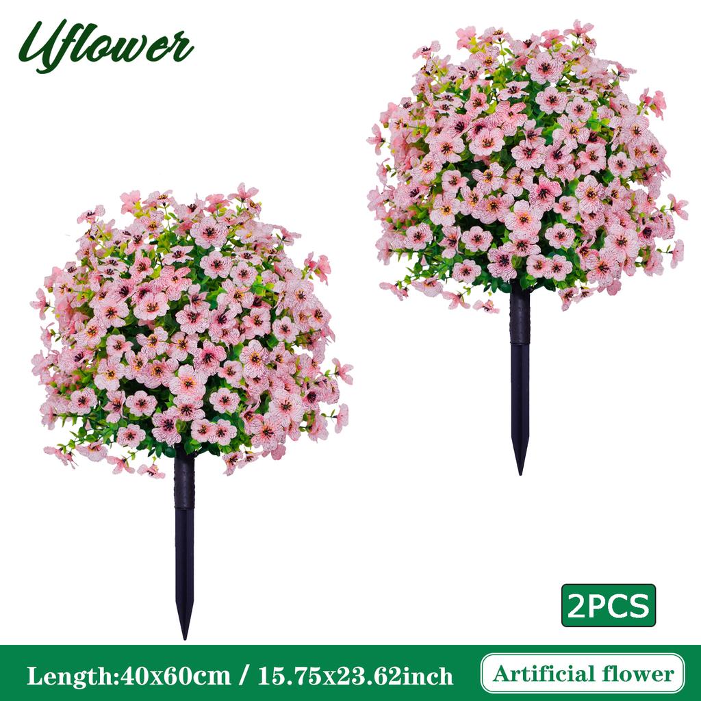 1/2PCS Artificial Violet Flower Balls with Stakes UV-Resistant Realistic Outdoor Decor for Garden, Porch, Patio, Wedding, Home