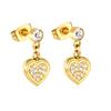 Delicate and Sweet Heart-shaped Diamond-studded Earrings for Women, Stainless Steel with Gold Plating Luxury Fashion Jewelry
