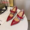 Aphixta Elegant Leather Pointed Toe Pumps Rhinestone Women Shoes Crystal Buckle High Heels Pumps Plus Big Size 35-45