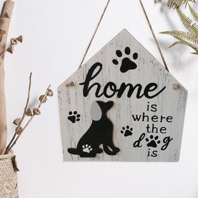 Wood Sign Cartoon Reusable Boxwood Eye-catching Dog Cat House Hanging Sign Garden Decoration