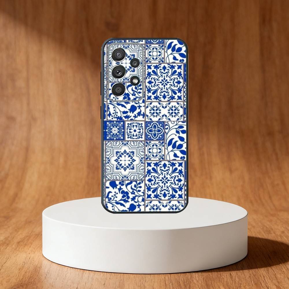 

blue and white china Phone Case For Samsung S25,S24,S21,S22,S23,S30,Ultra,S20,Plus,Fe,Note,10,9,5G Black Cover Samsung S26ULTRA
