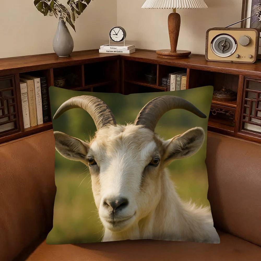 Goat Face Pillow Case Fashion Square Pillowcase Bedroom Sofa Room Ins Decoration Leisure