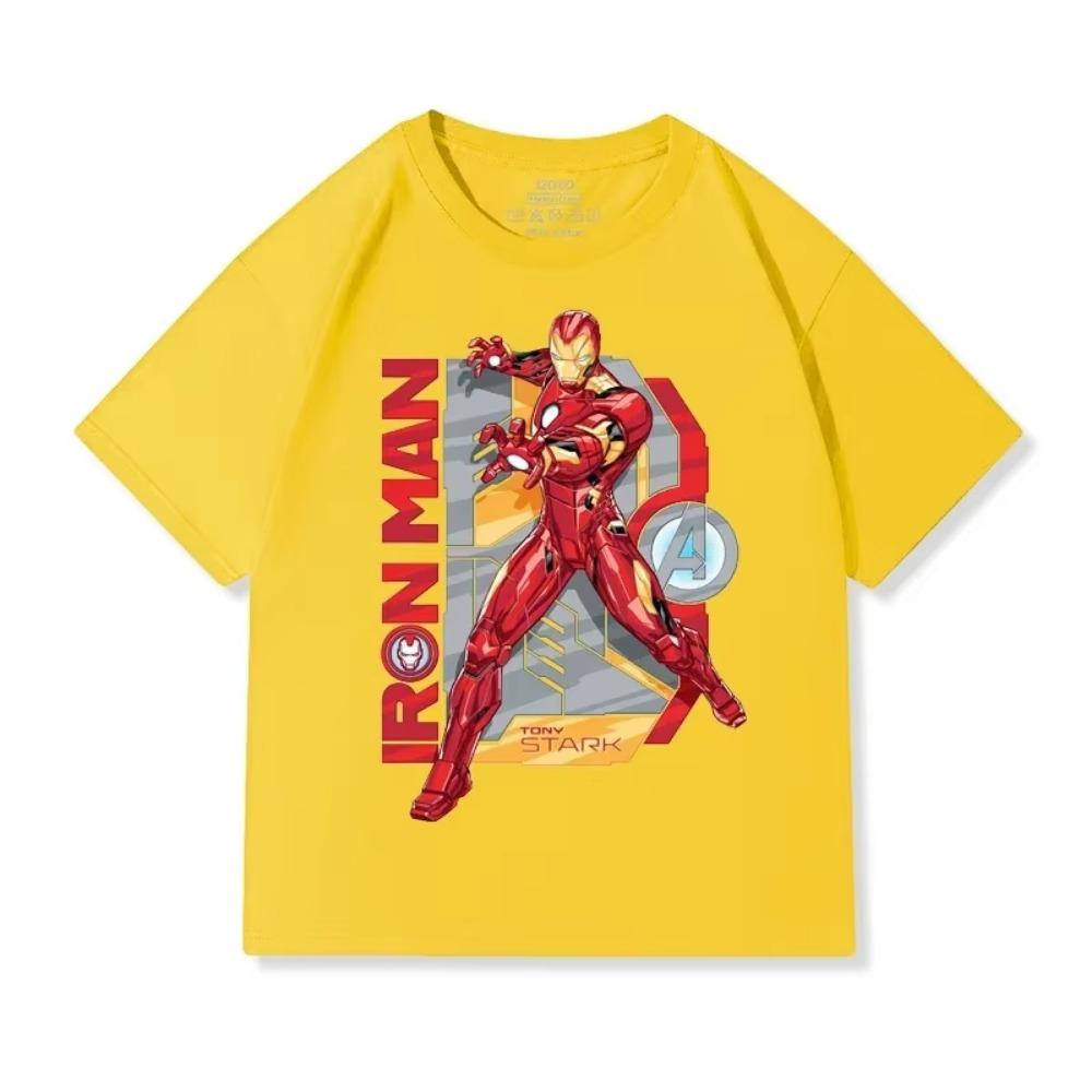 Iron Man Boys Short-sleeved T-shirt Children 2025 Summer Cotton Top Cartoon Loose Casual Children's Clothing