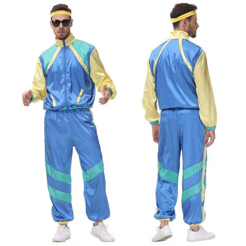 Mens 80s 90s Shell Suit Costume Adult Sports Men Sports 80s 90s Adult Fancy Dress Outfit Shell Suit Costume cosplay costumes
