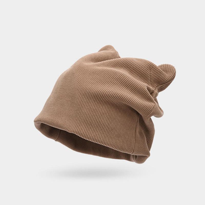 Cute Cat Embroidered Knitted Hat Outdoor Warm Ear Protection Cat Ears Wool Cap Over Head Cold Cap Street Beanies Cap Penny Cap