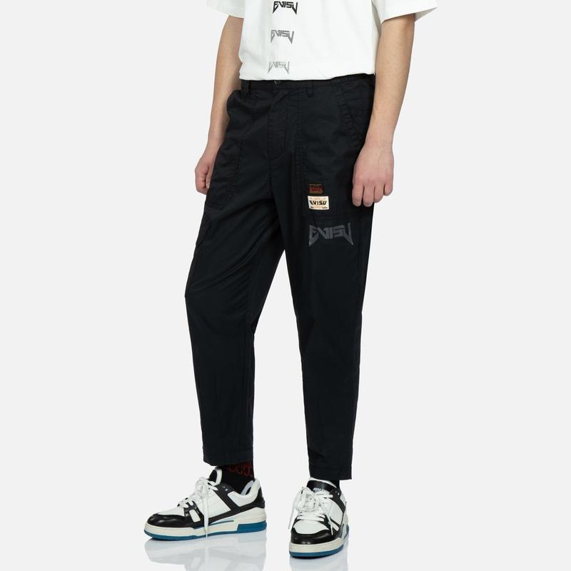 Evisu Seagull Embroidery Logo Print Zipper Straight Leg Casual Pants Men pants Black 2ESHTM3PT191RXCT