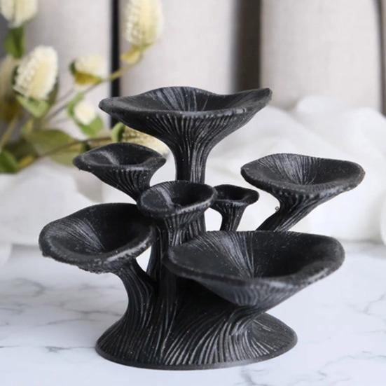 Black Mushroom Jewelry Stand 3D Printed 7-Tier Jewelry Holder Desktop Rings Necklaces Bracelets Earring Tree for