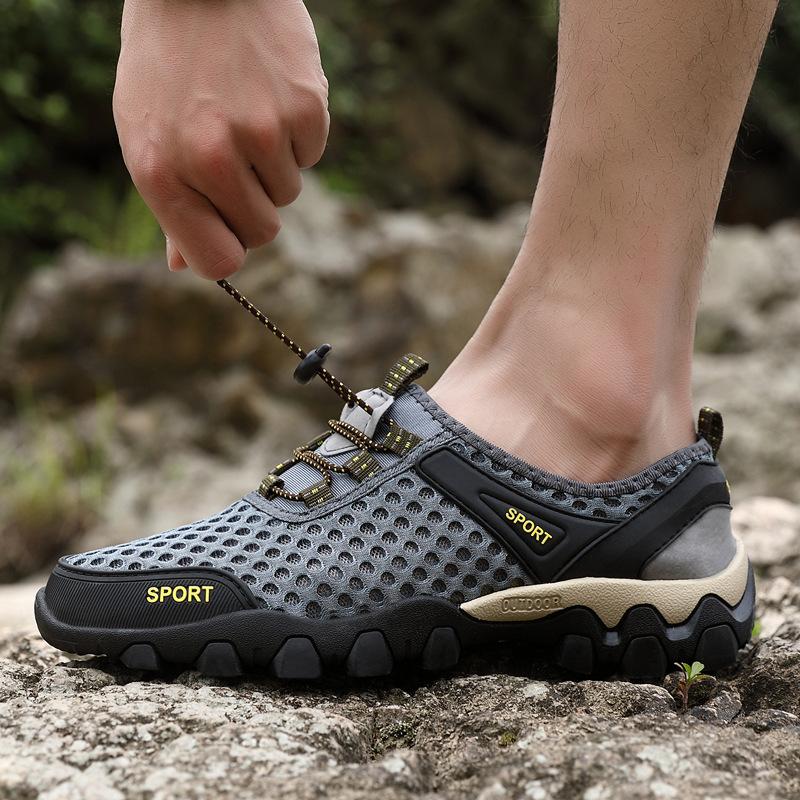 Sandals Baotou hole shoes men's shoes summer creek shoes outdoor mesh amphibious beach construction site casual mesh shoes