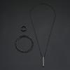 3pcs Stainless Steel Suit Zircon Set For Men, Hip-hop Rectangle Pendent Necklace, Bracelet And Ring Set