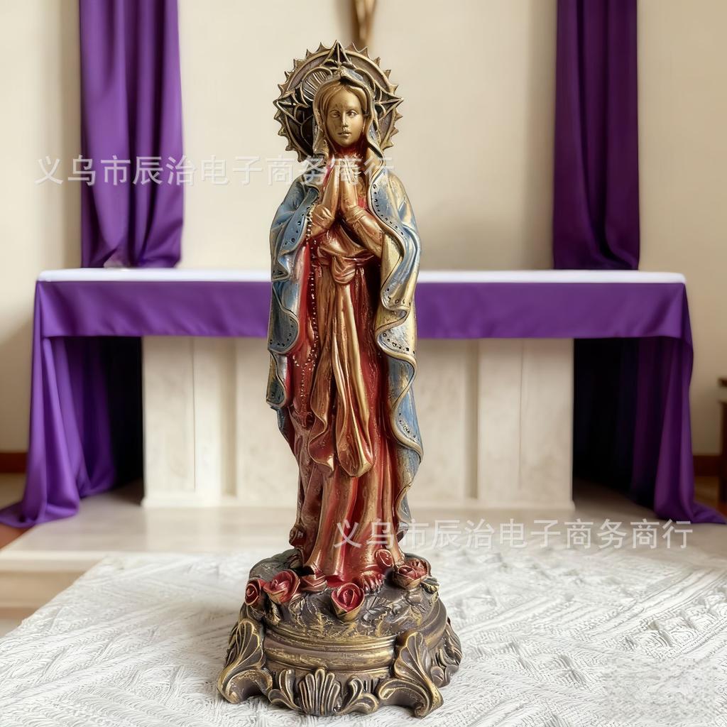 New Resin Statue Virgin Prayer Statue Home Shrine Tabletop Decoration Church Icon Decoration Ornament