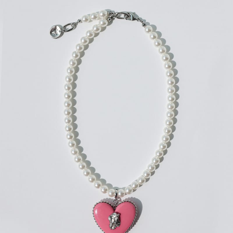 VERRYTASTE Heart Pendant Pearl Necklace - Pink
