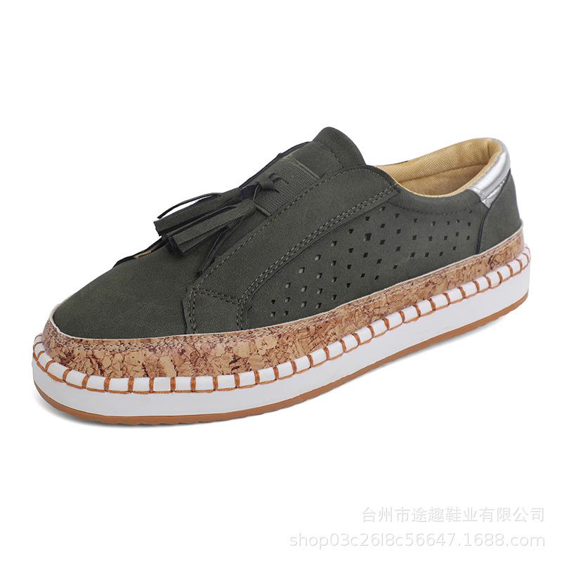 Quasten-Einzelschuhe Damen Herbst neue Farbabstimmung runder Zeh flache Sohle lässige Damenschuhe