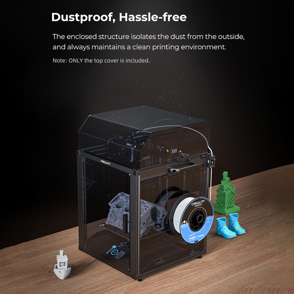 Creality Obere Abdeckung für den 3D-Drucker Ender-5 S1 für weniger Lärm, staubdicht, problemlos, durchscheinend, schwarz